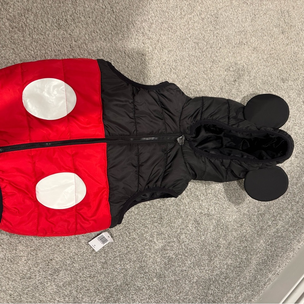 Disney Kids Black and Red Mickey Mouse Puffer Vest with Hooded Ears